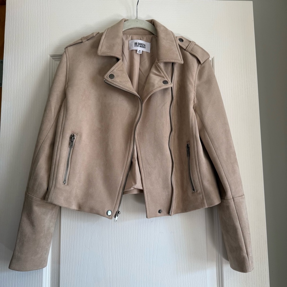 BB Dakota Tan Faux Suede Moto Jacket